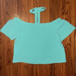DESIGN LAB Off-Shoulder Mint Green Top - Size M